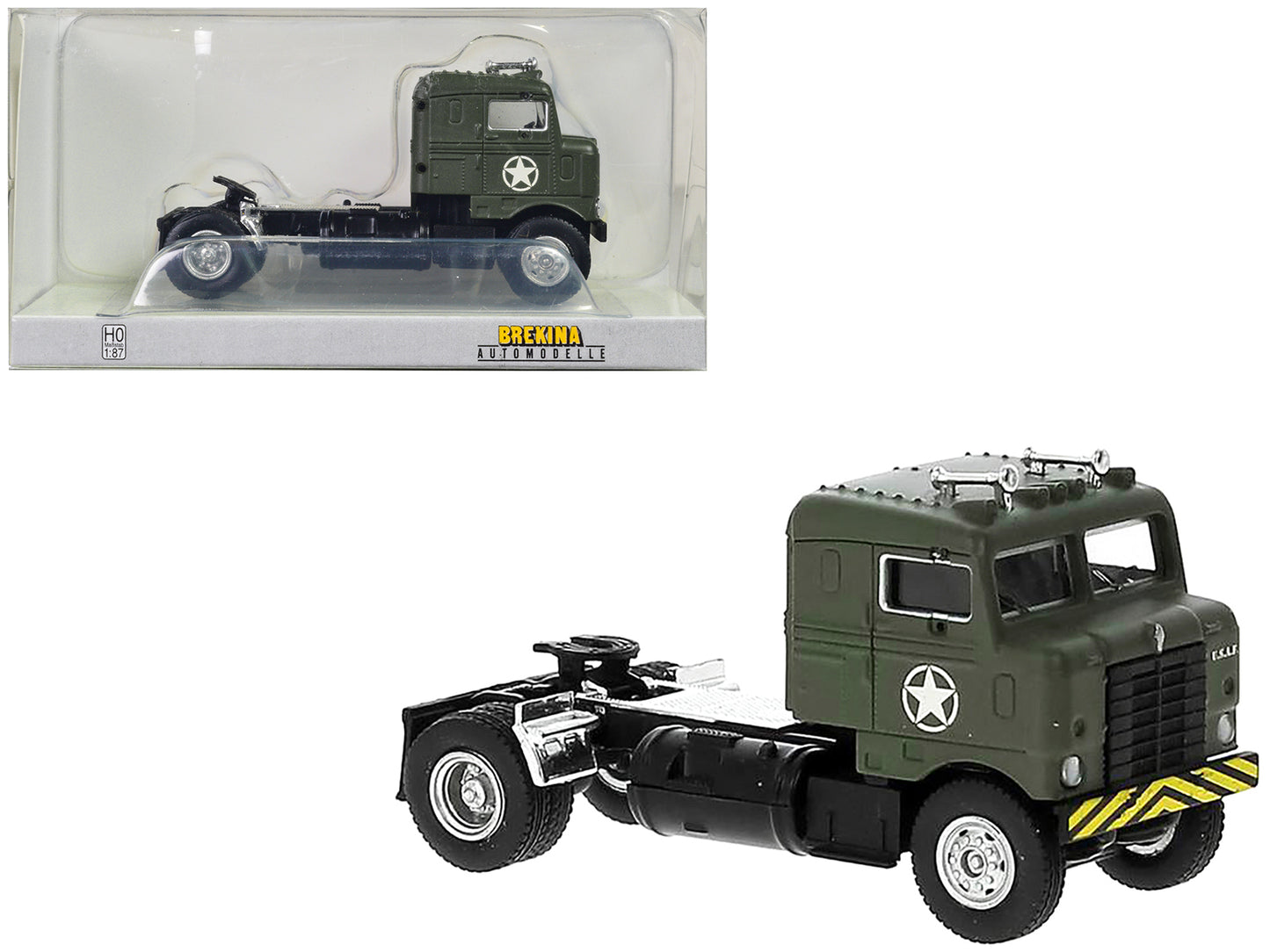 1950 Kenworth Bullnose Truck Tractor Olive Drab "United States Air Force" 1/87 (HO) Scale Model Car by Brekina-DiecastModeler.com