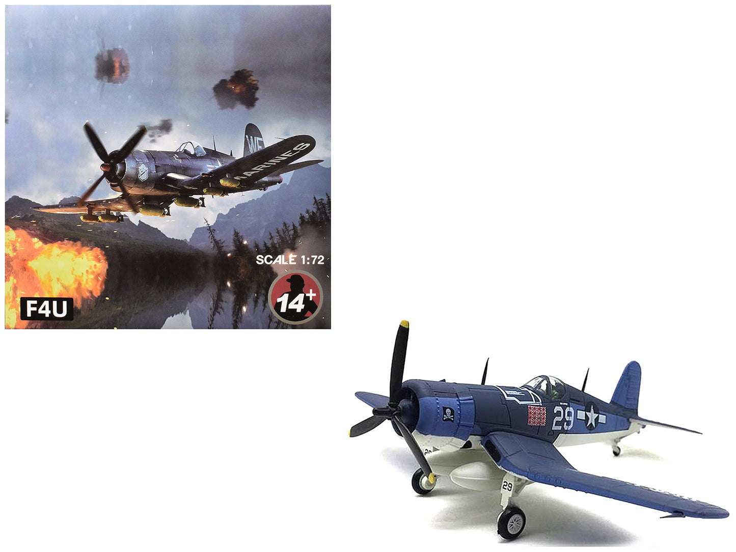 Vought F4U-1D Corsair Fighter Aircraft "VF-17 Jolly Rogers 16-Victory Ace Lt. (jg) Ira Kepford" (1944) United States Navy 1/72 Diecast Model Airplane-DiecastModeler.com