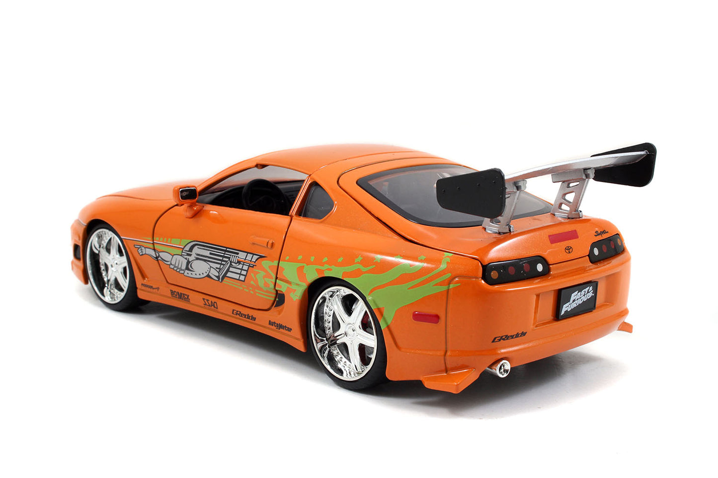 Model Kit Toyota Supra Metallic Orange with Brian Diecast Figure "Fast & Furious" Movie "Build N' Collect" 1/24 Diecast Model Car by Jada-DiecastModeler.com
