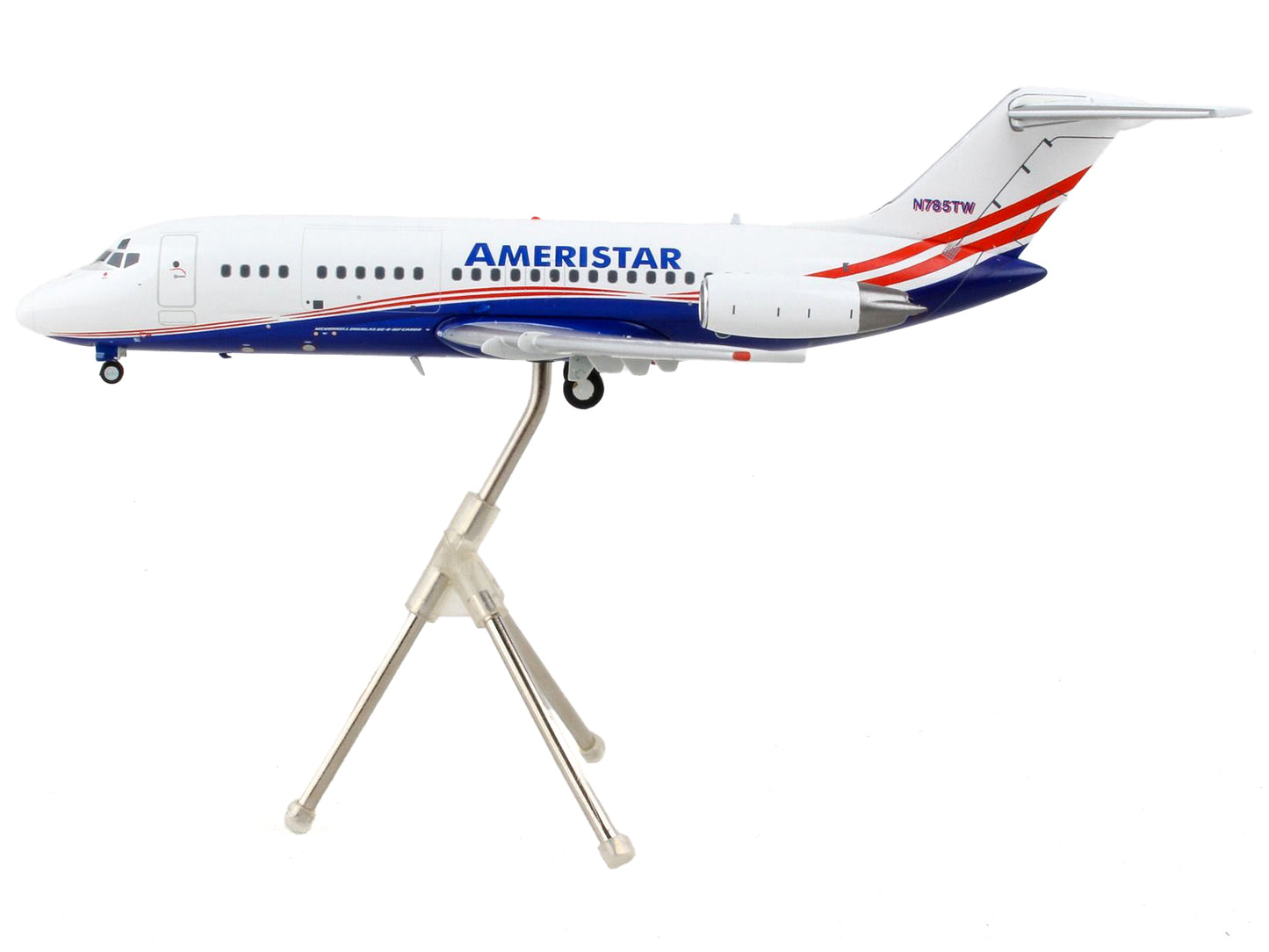 McDonnell Douglas DC-9-15F Commercial Aircraft "Ameristar Air Cargo" White with Blue and Red Stripes "Gemini 200" Series 1/200 Diecast Model Airplane by GeminiJets-DiecastModeler.com