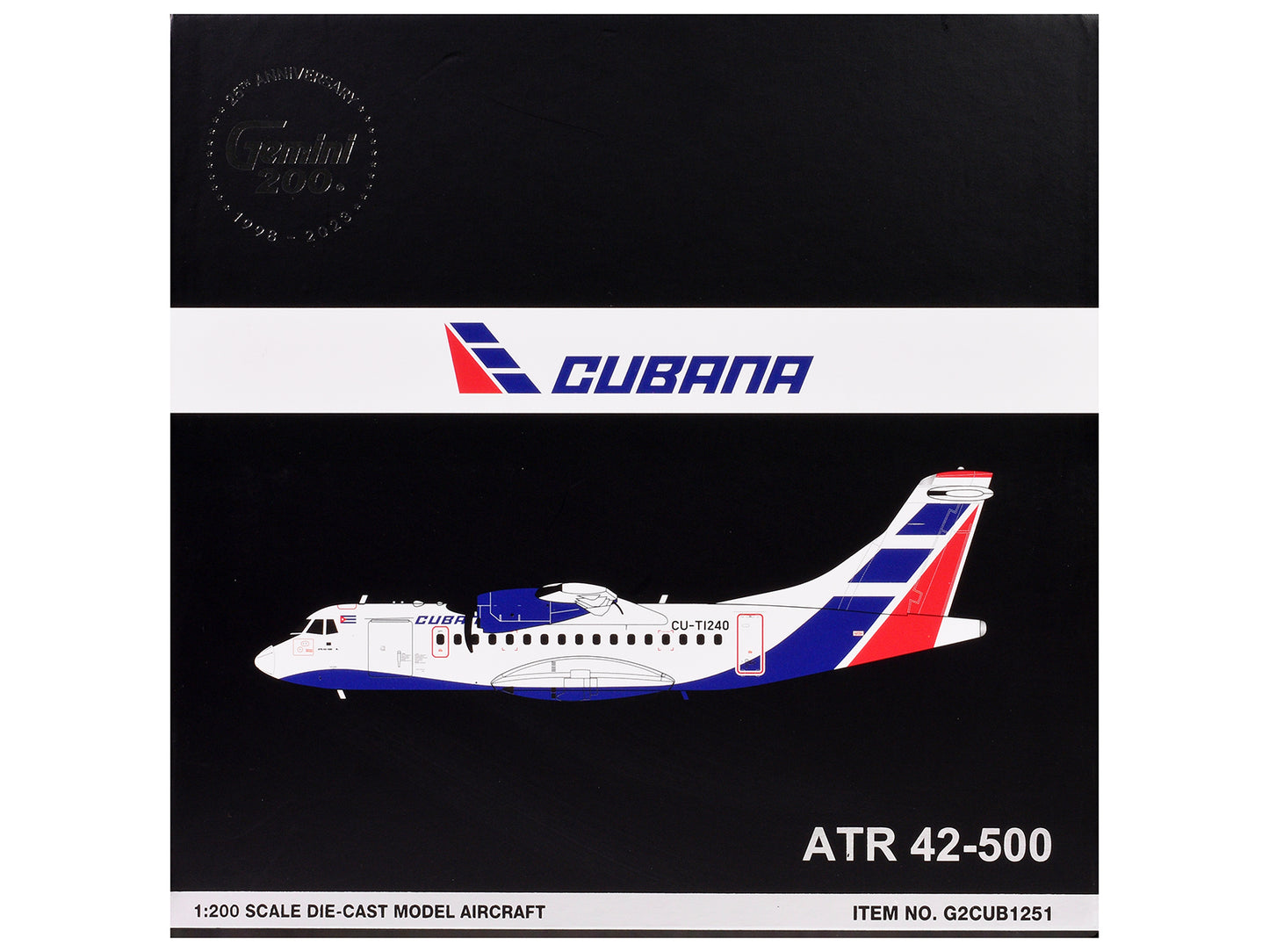 ATR 42-500 Commercial Aircraft "Cubana" (CU-T1240) White with Blue and Red Tail "Gemini 200" Series 1/200 Diecast Model Airplane by GeminiJets-DiecastModeler.com