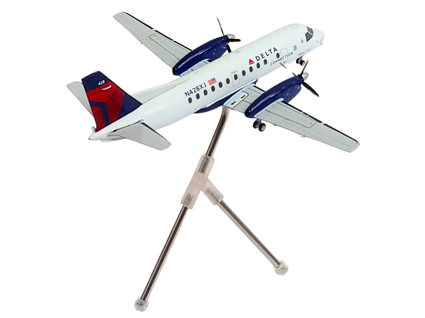 Saab 340B Commercial Aircraft "Delta Connection - Mesaba Airlines" (N428XJ) White with Red and Blue Tail "Gemini 200" Series 1/200 Diecast Model Airplane by GeminiJets