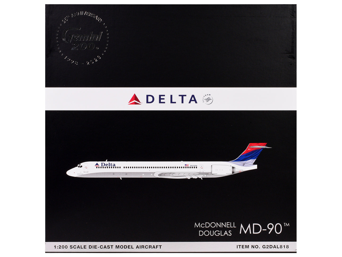 McDonnell Douglas MD-90 Commercial Aircraft "Delta Air Lines" (N910DN) White with Blue and Red Tail "Gemini 200" Series 1/200 Diecast Model Airplane by GeminiJets-DiecastModeler.com