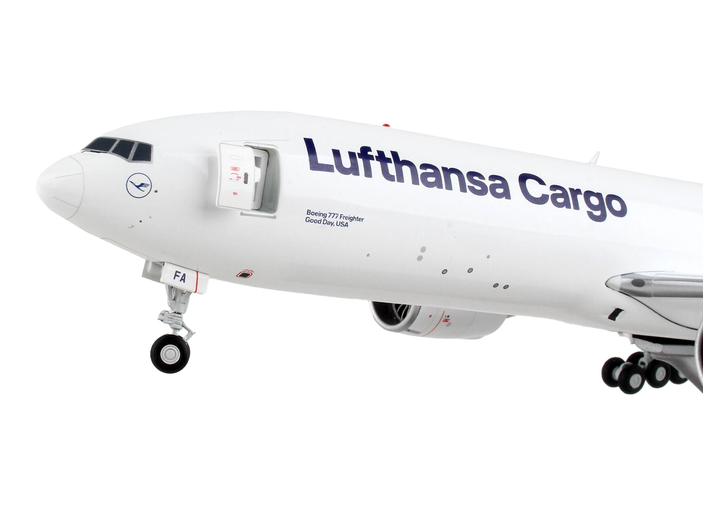 Boeing 777F Commercial Aircraft "Lufthansa Cargo" White with Blue Tail "Gemini 200 - Interactive" Series 1/200 Diecast Model Airplane by GeminiJets-DiecastModeler.com