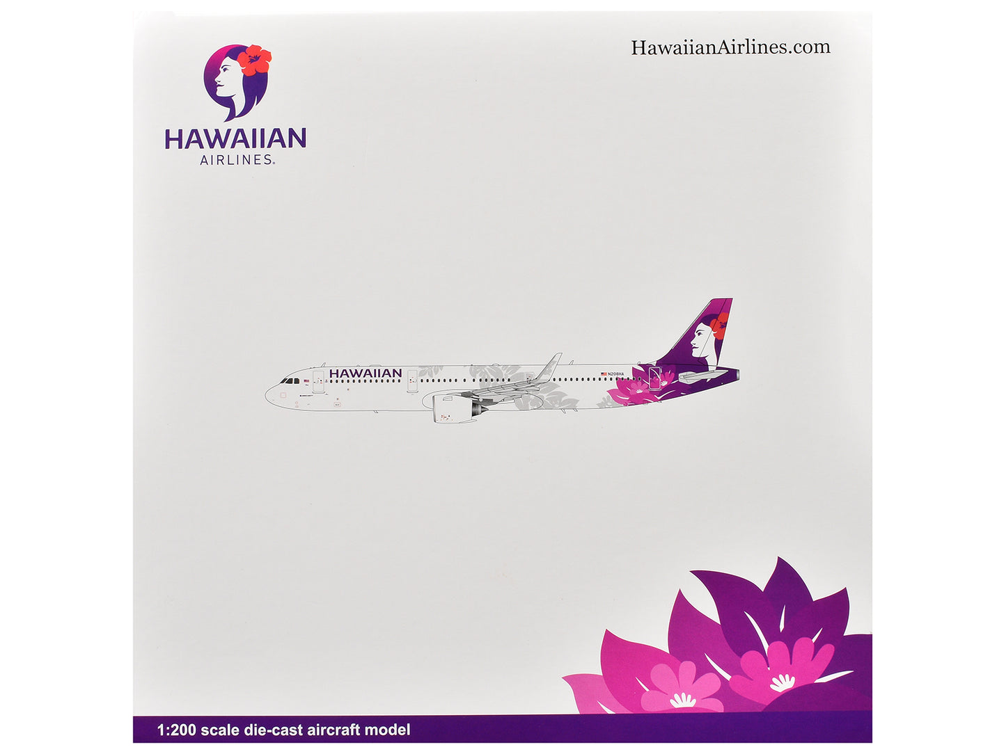 Airbus A321neo Commercial Aircraft "Hawaiian Airlines" (N208HA) White with Tail Graphics "Gemini 200" Series 1/200 Diecast Model Airplane by GeminiJets-DiecastModeler.com