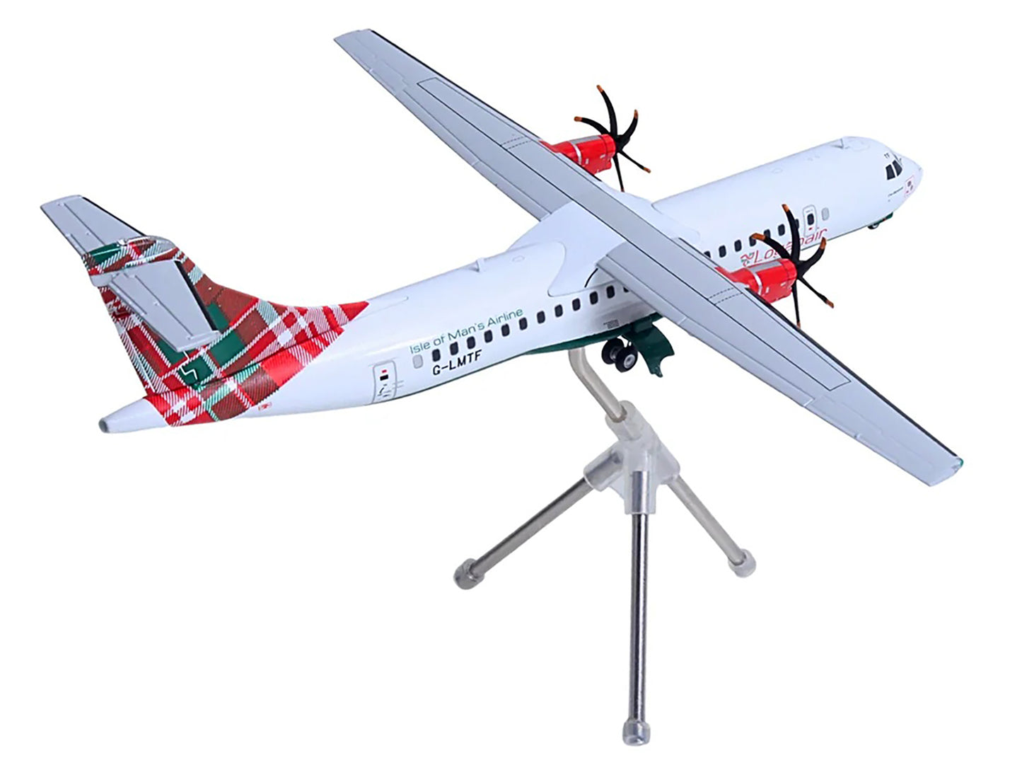 ATR 72-600 Commercial Aircraft "Loganair - Isle of Man's Airline" (G-LMTF) White with Green and Red Plaid Tail "Gemini 200" Series 1/200 Diecast Model Airplane by GeminiJets-DiecastModeler.com