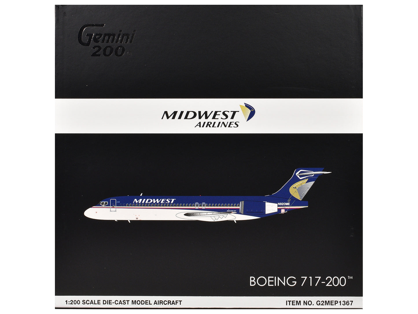 Boeing 717-200 Commercial Aircraft "Midwest Airlines" (N920ME) Blue and White "Gemini 200" Series 1/200 Diecast Model Airplane by GeminiJets