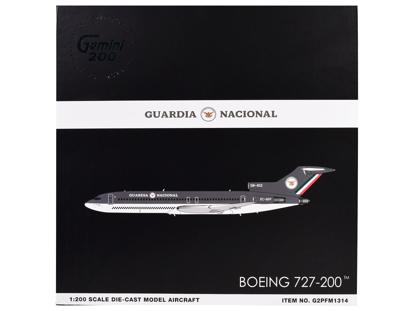 Boeing 727-200 Commercial Aircraft "Guardia Nacional (Mexican National Guard)" (XC-NPF) Gray and White "Gemini 200" Series 1/200 Diecast Model Airplane by GeminiJets-DiecastModeler.com