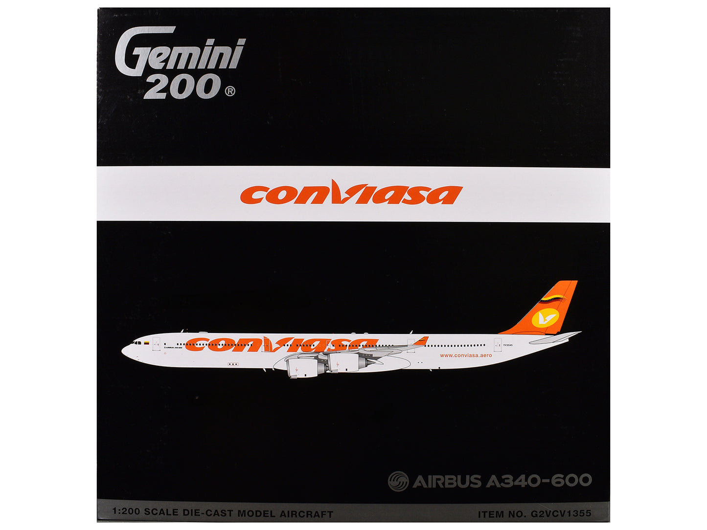 Airbus A340-600 Commercial Aircraft "Linea Aerea Conviasa" (YV3545) White with Orange Tail "Gemini 200" Series 1/200 Diecast Model Airplane by GeminiJets-DiecastModeler.com