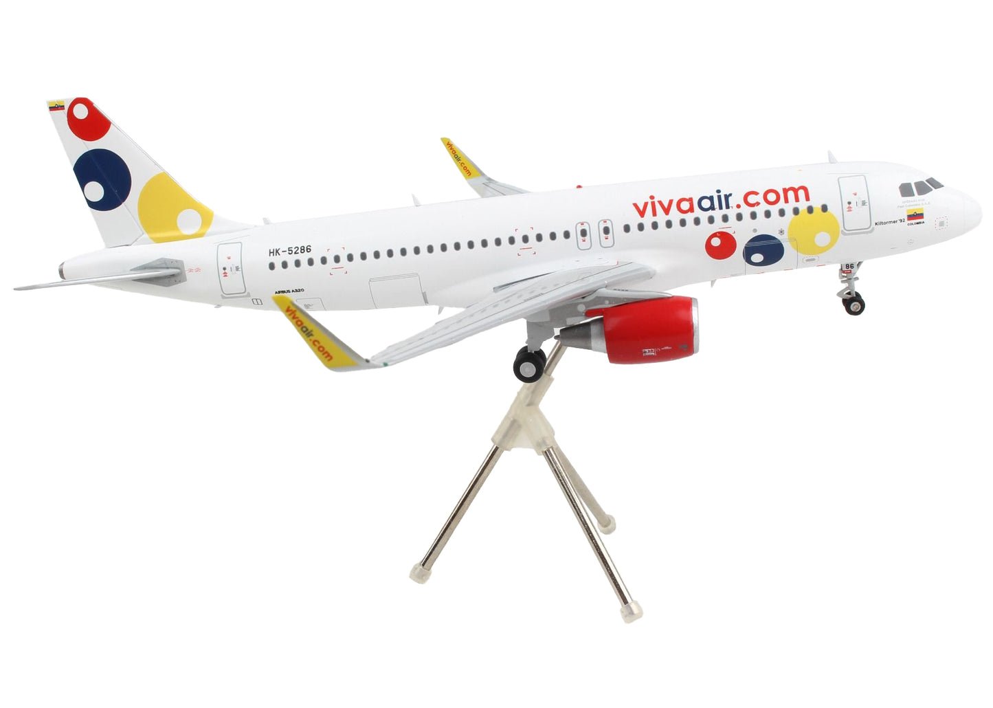 Airbus A320 Commercial Aircraft "Viva Air" White with Tail Graphics "Gemini 200" Series 1/200 Diecast Model Airplane by GeminiJets-DiecastModeler.com