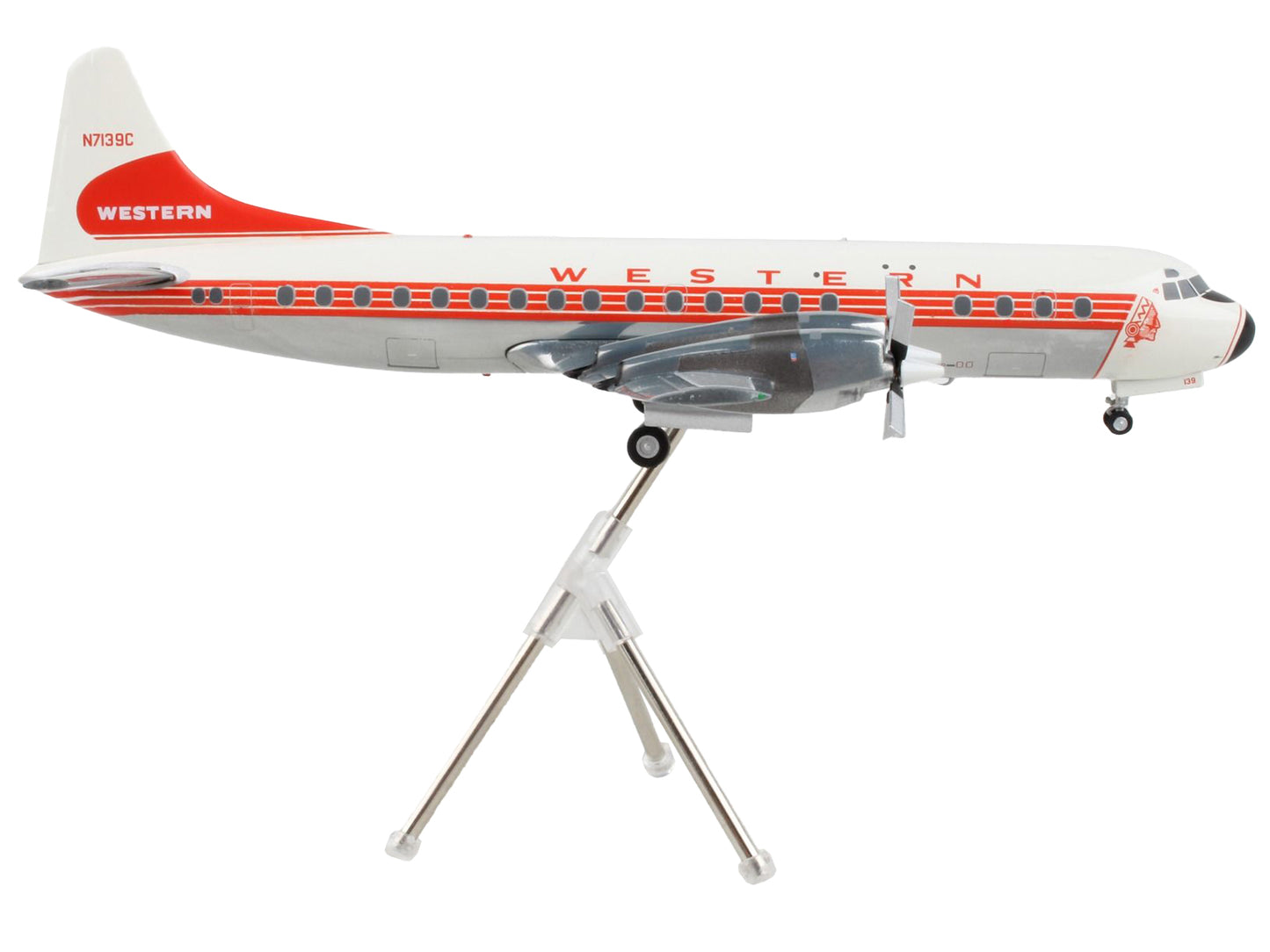 Lockheed L-188 Electra Commercial Aircraft "Western Airlines" White with Red Stripes "Gemini 200" Series 1/200 Diecast Model Airplane by GeminiJets-DiecastModeler.com