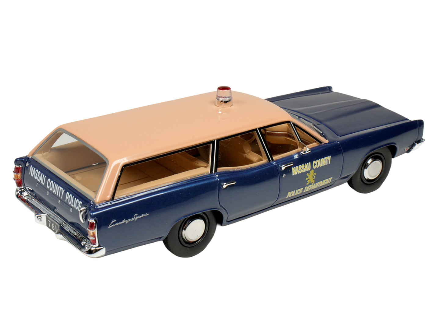 1970 Ford Country Squire Wagon Police Car "Nassau County Police Department" Blue and Tan Limited Edition to 200 pieces Worldwide 1/43 Model Car by Goldvarg Collection
