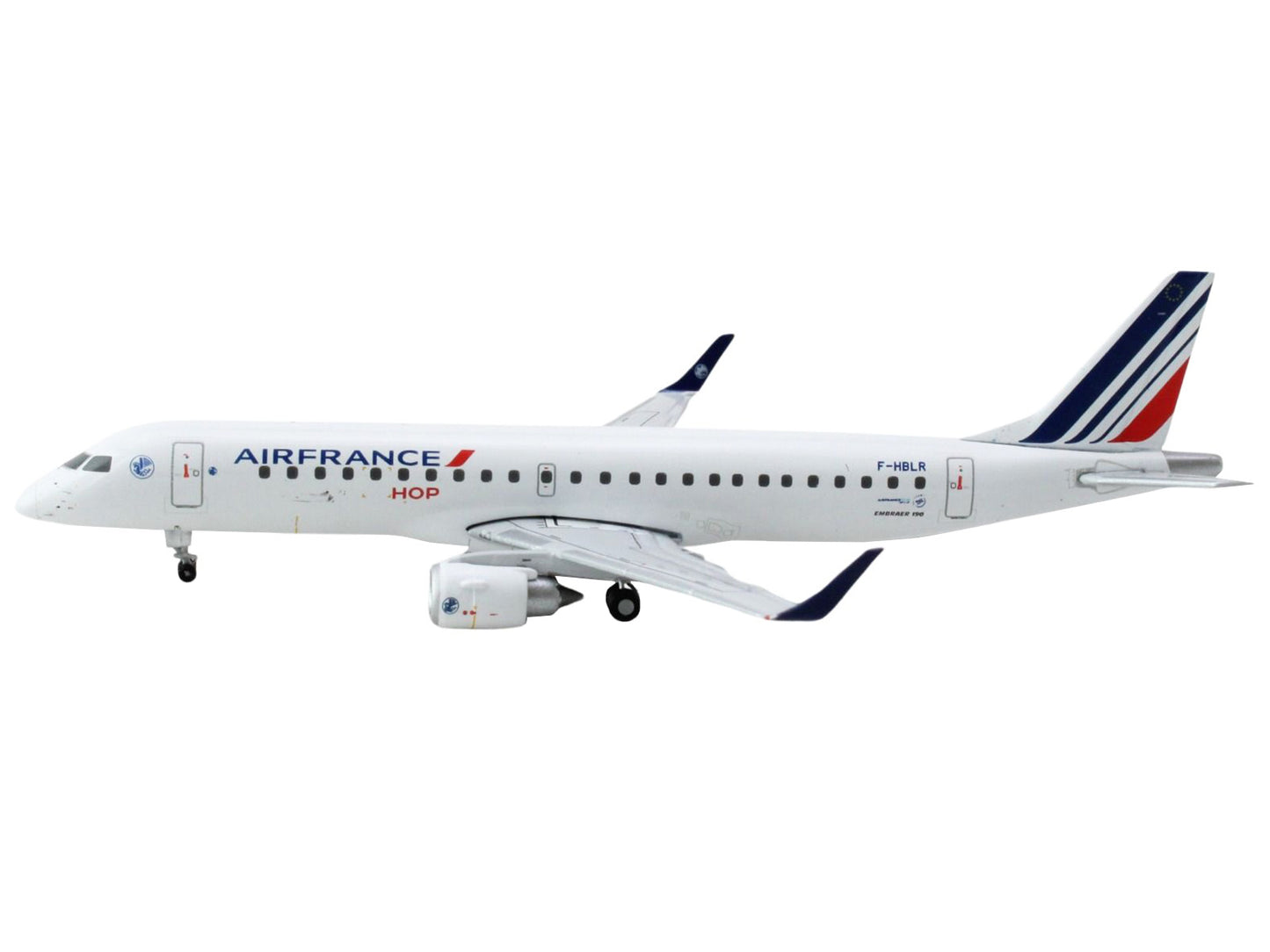 Embraer ERJ-190 Commercial Aircraft "Air France Hop" (F-HBLR) White with Striped Tail 1/400 Diecast Model Airplane by GeminiJets-DiecastModeler.com