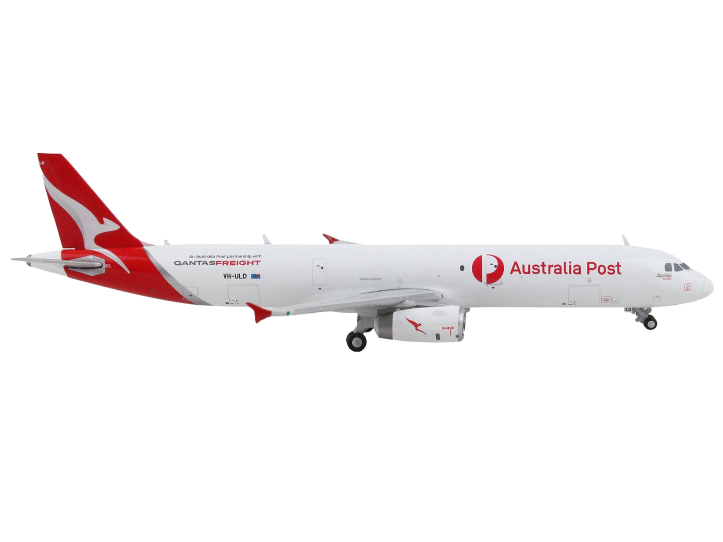 Airbus A321P2F Commercial Aircraft "Qantas Freight - Australia Post" White with Red Tail 1/400 Diecast Model Airplane by GeminiJets-DiecastModeler.com