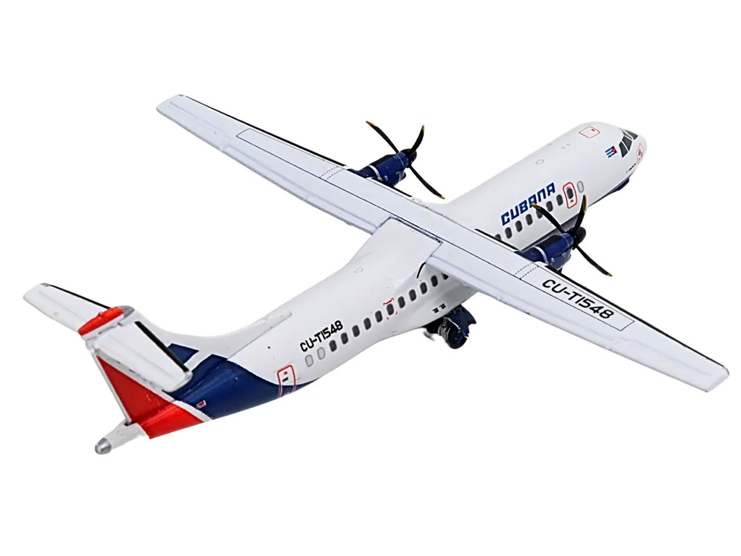 ATR 72-200 Commercial Aircraft "Cubana Airlines" (CU-T1548) White with Red and Blue Stripes 1/400 Diecast Model Airplane by GeminiJets-DiecastModeler.com