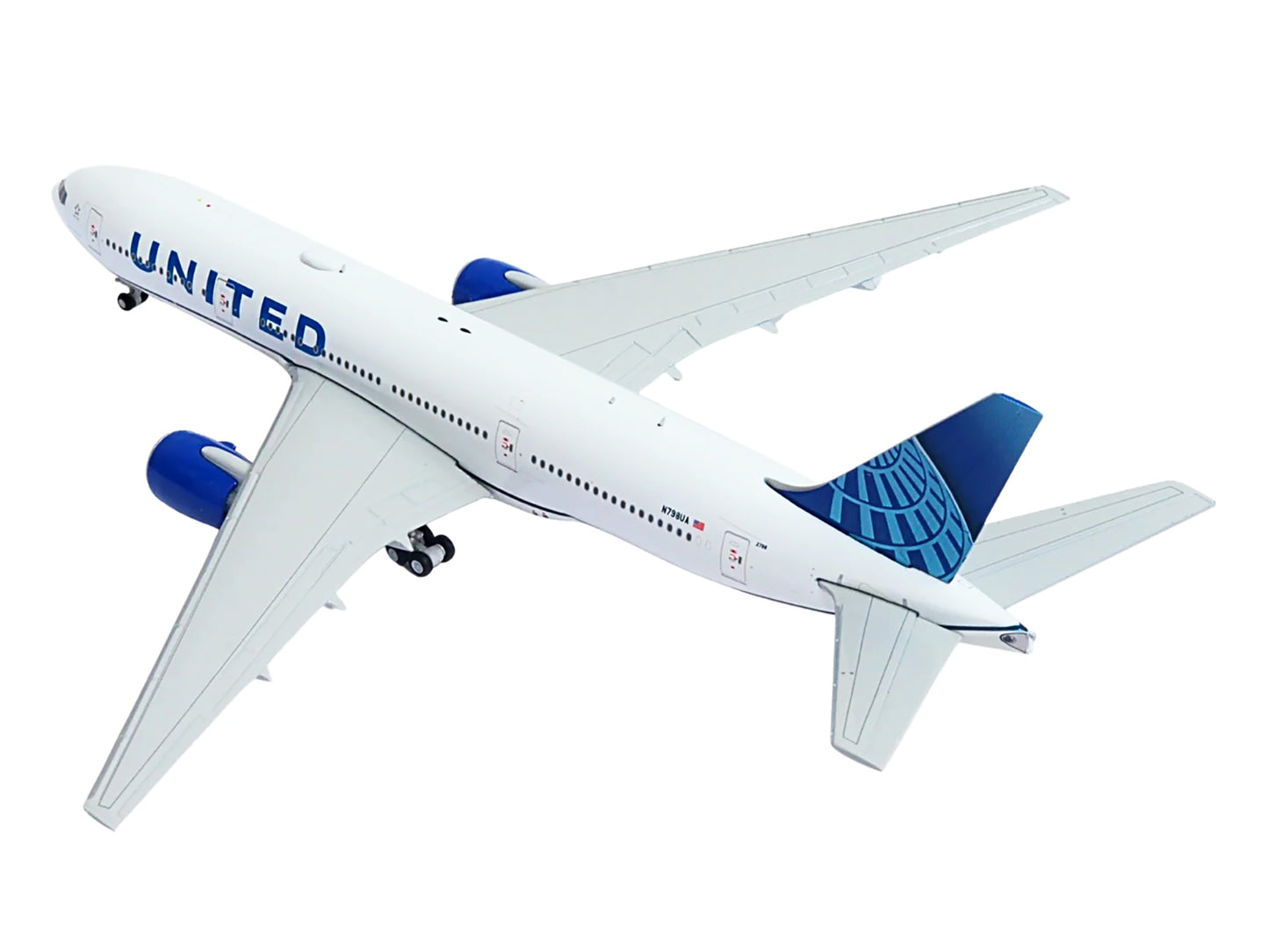 Boeing 777-200ER Commercial Aircraft "United Airlines" (N798UA) White with Blue Tail 1/400 Diecast Model Airplane by GeminiJets