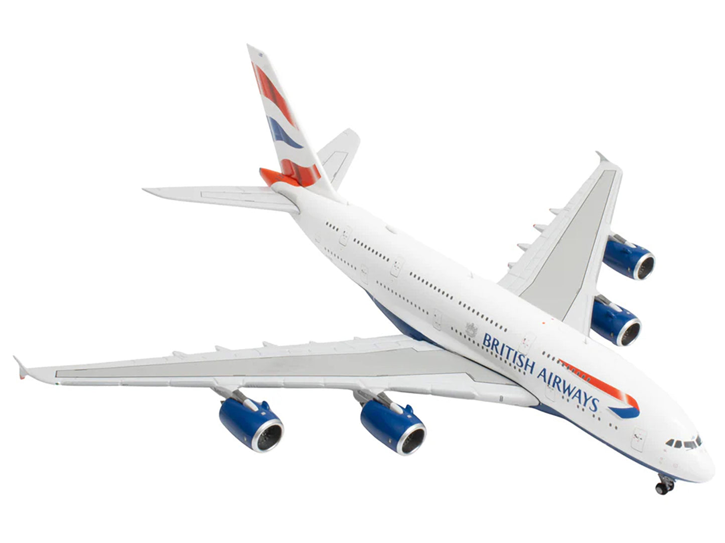 Airbus A380 Commercial Aircraft "British Airways" (G-XLEE) White with Striped Tail 1/400 Diecast Model Airplane by GeminiJets