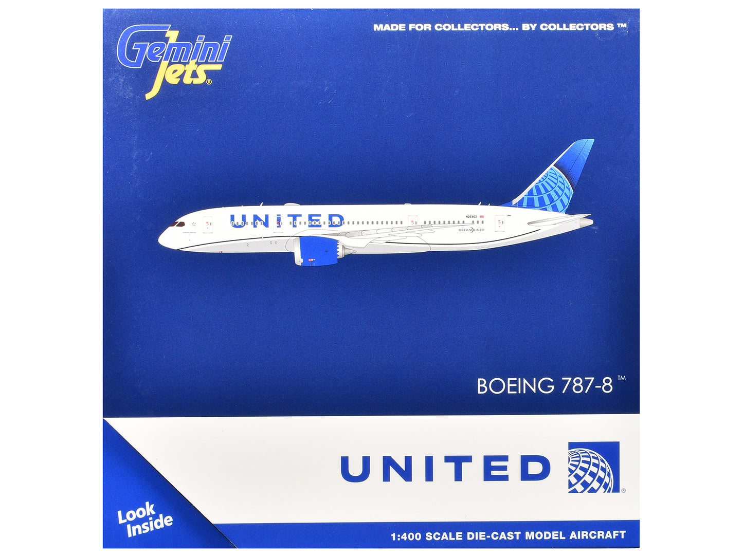 Boeing 787-8 Commercial Aircraft "United Airlines" (N26902) White with Blue Tail 1/400 Diecast Model Airplane by GeminiJets-DiecastModeler.com