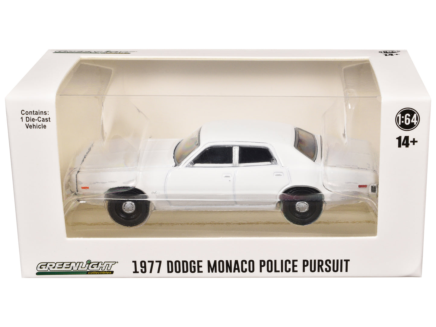 1977-78 Dodge Monaco Police Pursuit White "Hot Pursuit - Hobby Exclusive" Series 1/64 Diecast Model Car by Greenlight-DiecastModeler.com