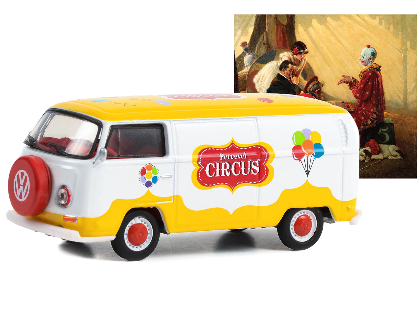 1971 Volkswagen Type 2 Panel Van Yellow and White with Red Interior "Percevel Circus" "Norman Rockwell" Series 5 1/64 Diecast Model Car by Greenlight-DiecastModeler.com