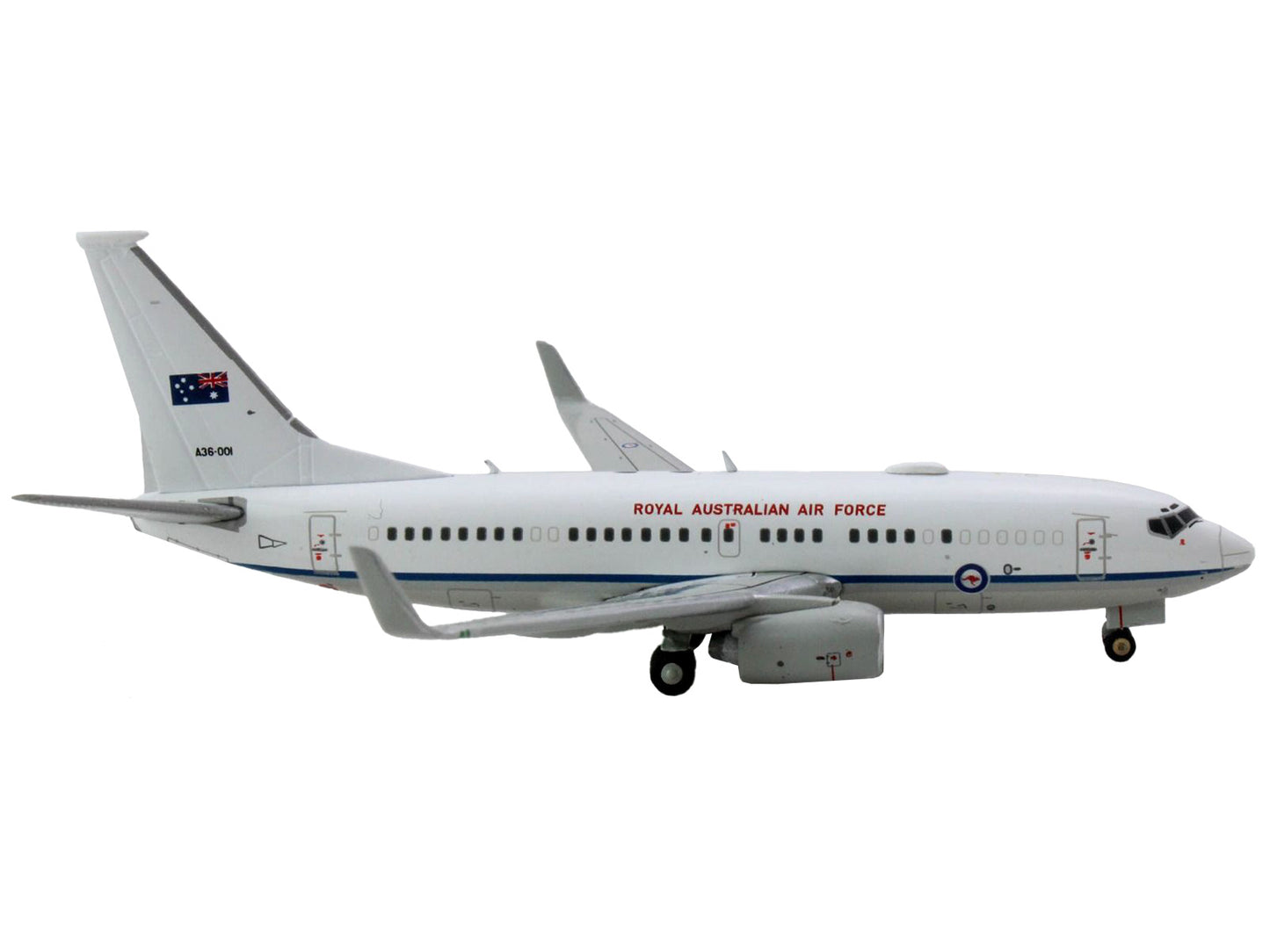 Boeing 737-700 Aircraft "Royal Australian Air Force" (A36-001) White with Blue Stripes "Gemini Macs" Series 1/400 Diecast Model Airplane by GeminiJets-DiecastModeler.com