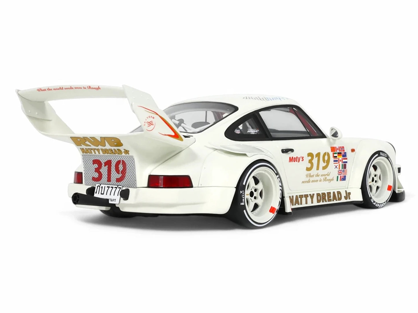 2024 Porsche RWB 964 "Natty Dread Junior" White with Graphics 1/18 Model Car by GT Spirit