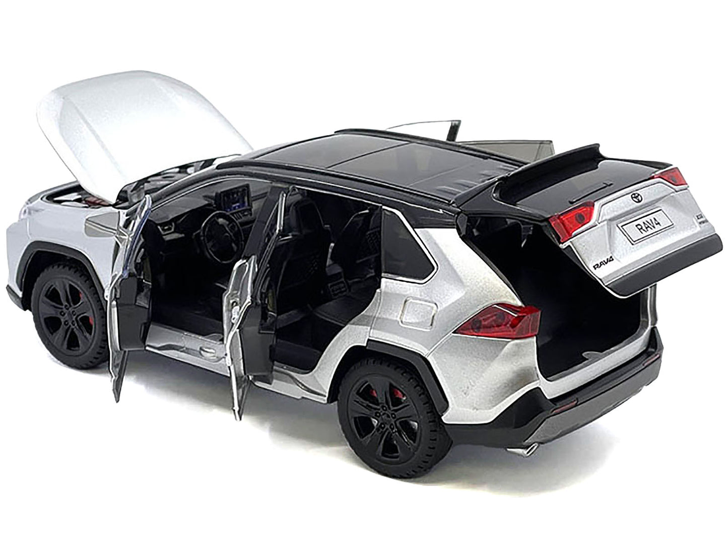 Toyota Rav4 Hybrid XSE Silver Metallic with Black Top and Sunroof 1/24 Diecast Model Car-DiecastModeler.com