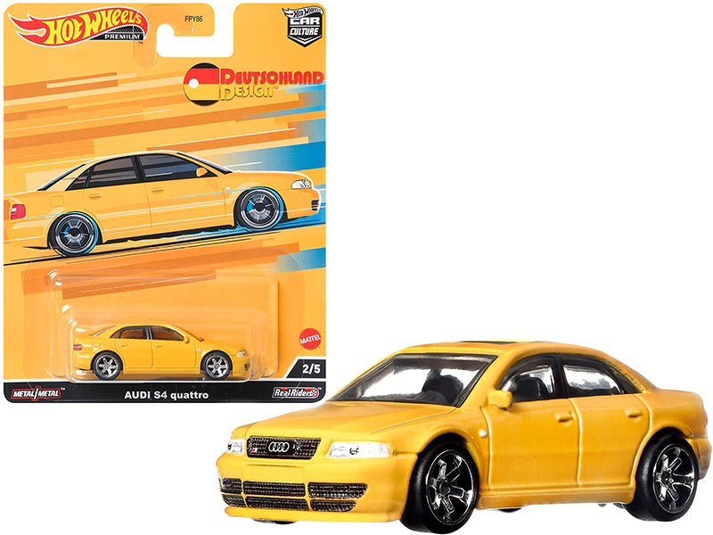 Audi S4 Quattro with Sunroof Yellow "Deutschland Design" Series Diecast Model Car by Hot Wheels-DiecastModeler.com