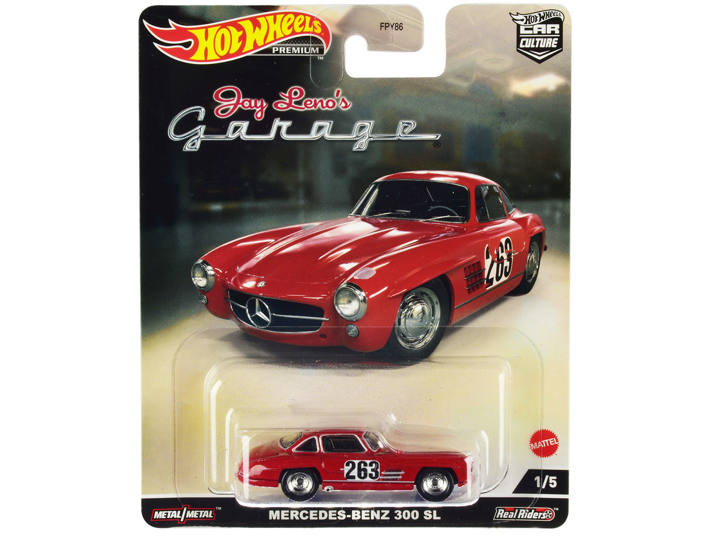 Mercedes-Benz 300 SL #263 Red (Weathered) "Jay Leno’s Garage" Diecast Model Car by Hot Wheels-DiecastModeler.com