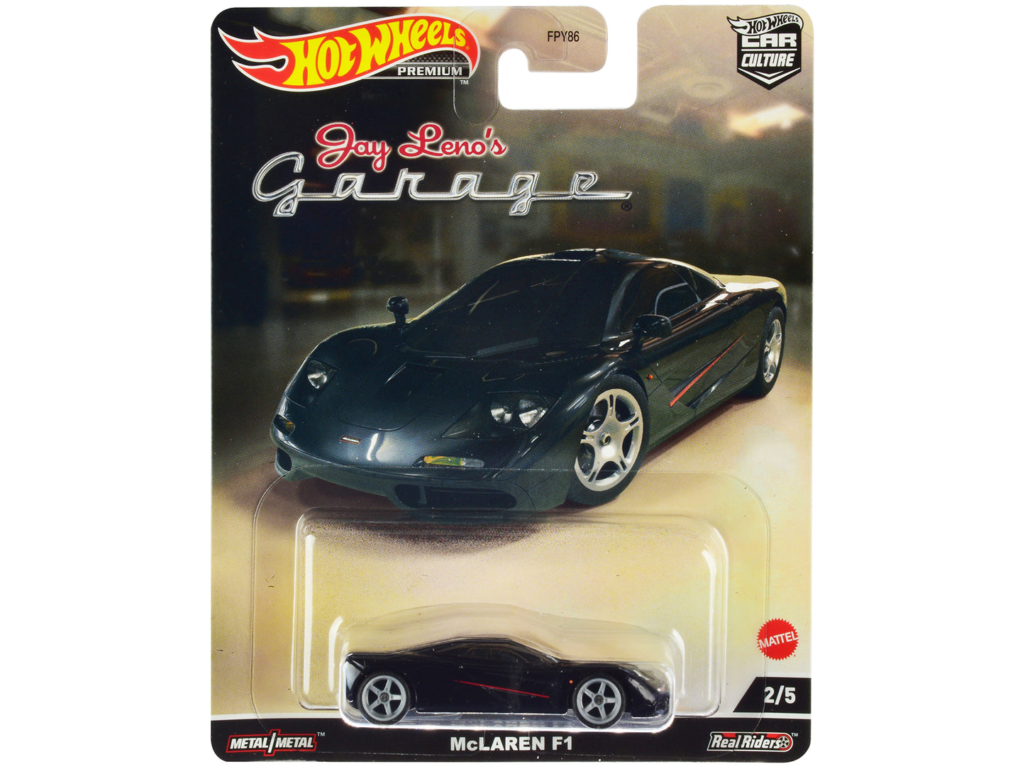 McLaren F1 Black with Red Stripes "Jay Leno’s Garage" Diecast Model Car by Hot Wheels-DiecastModeler.com