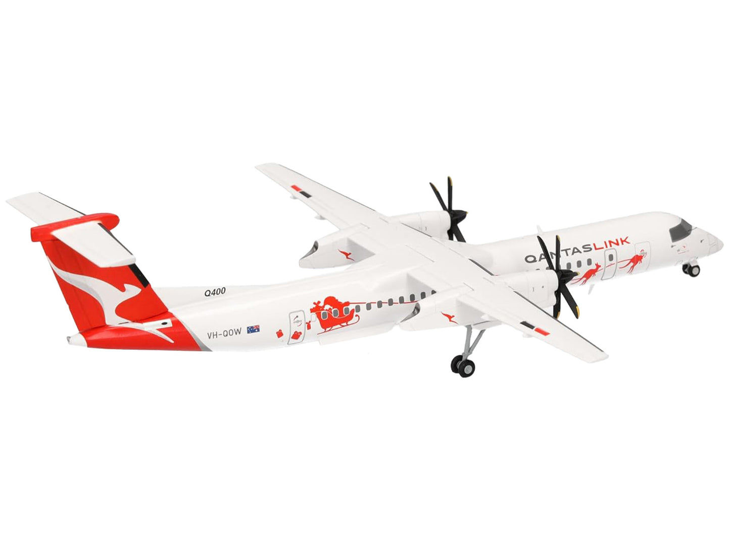 Bombardier Q400 Commercial Aircraft "QantasLink - Dasher-8 Livery" (VH-QOW) White with Graphics 1/200 Diecast Model Airplane by Herpa