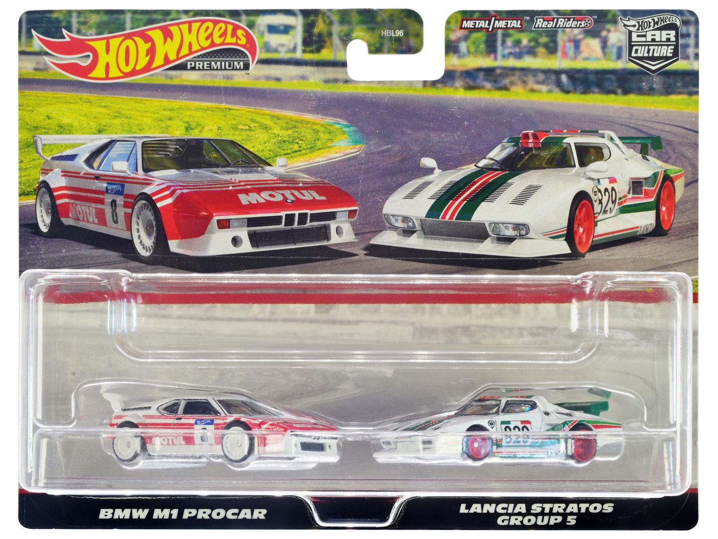 BMW M1 Procar #8 White with Red Stripes and Lancia Stratos Group 5 #829 White with Stripes "Car Culture" Set of 2 Cars Diecast Model Cars by Hot Wheels-DiecastModeler.com