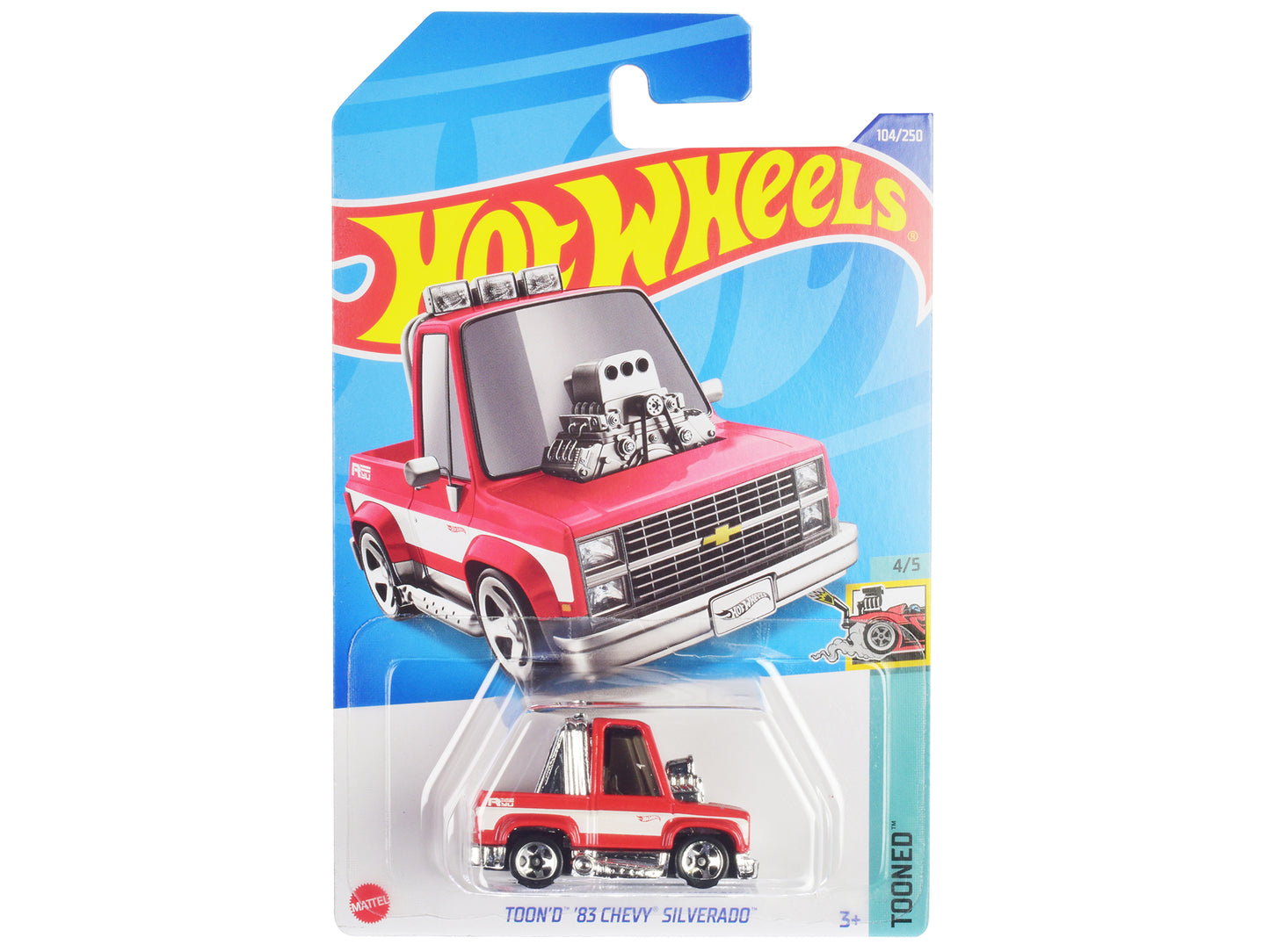 1983 Chevrolet Silverado "Toon'd" Pickup Truck Red and White "Tooned" Series Diecast Model Car by Hot Wheels-DiecastModeler.com