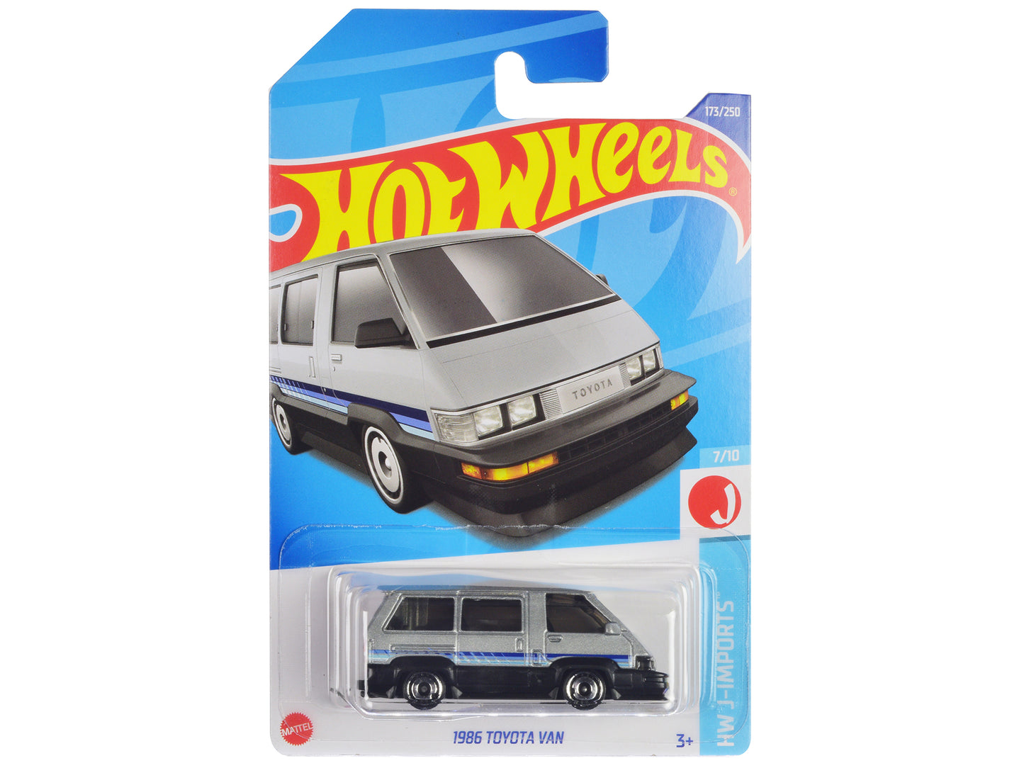 1986 Toyota Van Silver Metallic and Black with Stripes "HW J-Imports" Series Diecast Model Car by Hot Wheels-DiecastModeler.com
