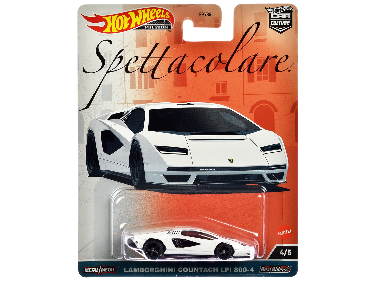 Lamborghini Countach LPI 800-4 White "Spettacolare" Series Diecast Model Car by Hot Wheels-DiecastModeler.com