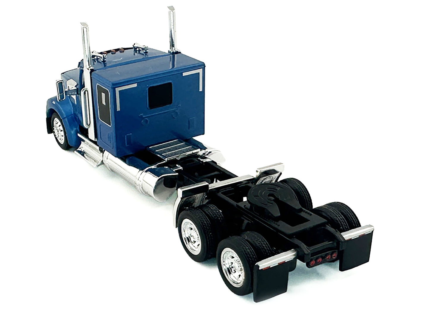 Kenworth W990 with Flat Top Sleeper Cab Blue Metallic 1/87 (HO) Plastic Model Car by HO Logistics
