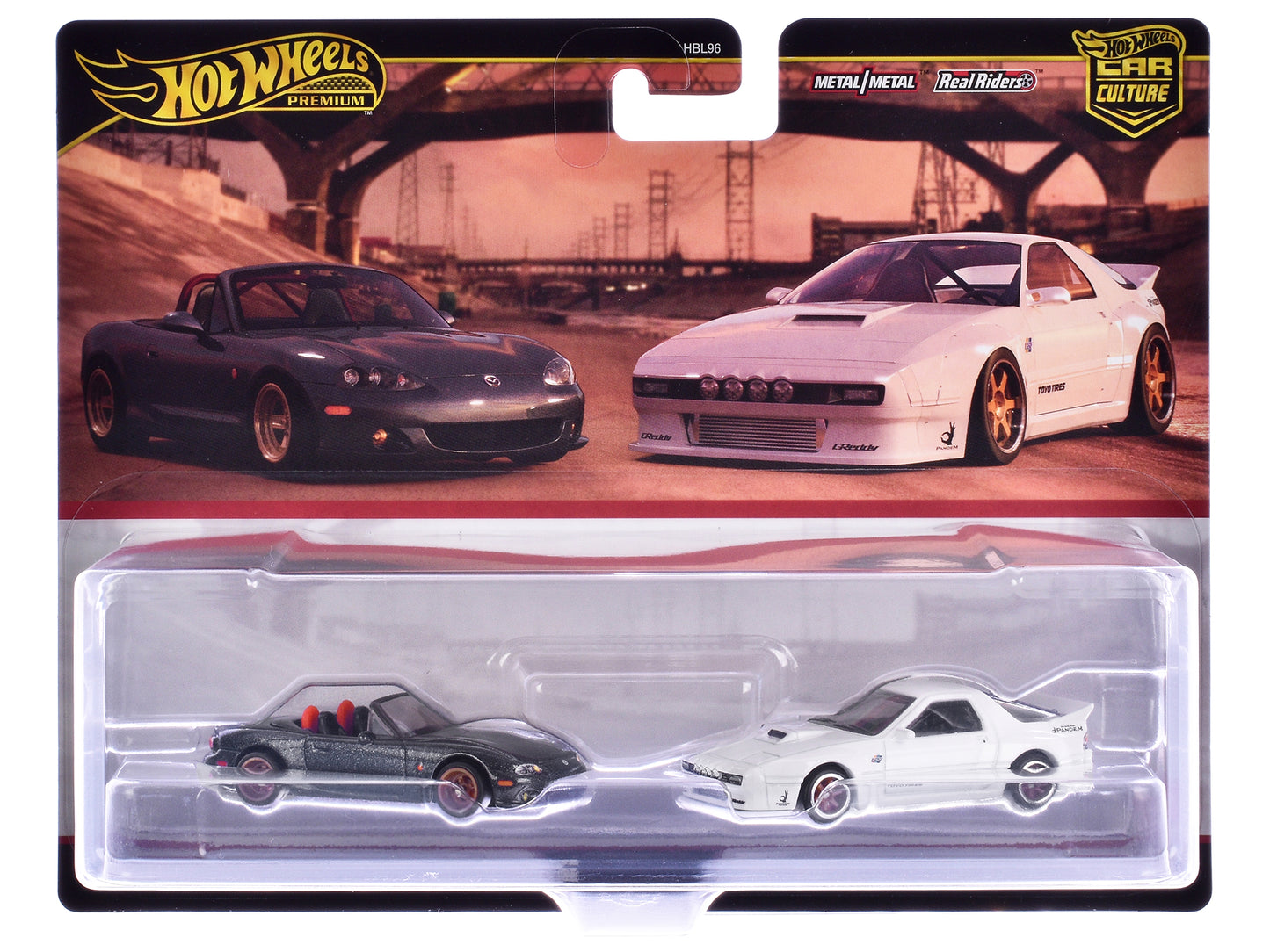 Mazda Mazdaspeed Miata Gray Metallic and Mazda RX7 FC Pandem White "Car Culture" Set of 2 Cars Diecast Model Cars by Hot Wheels