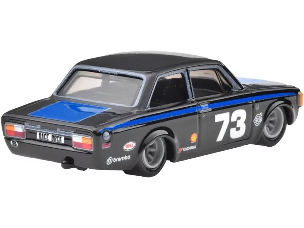 1973 Volvo 142 GL #73 Black with Blue Stripes and Hood "Boulevard" Series Diecast Model Car by Hot Wheels-DiecastModeler.com