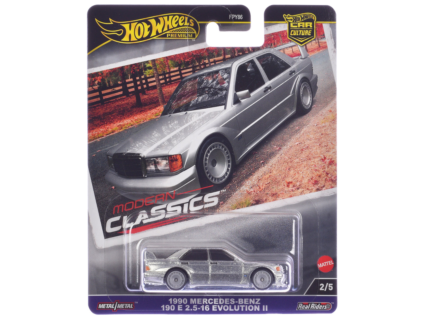1990 Mercedes-Benz 190 E 2.5-16 Evolution II Silver Metallic "Modern Classics" Series Diecast Model Car by Hot Wheels-DiecastModeler.com