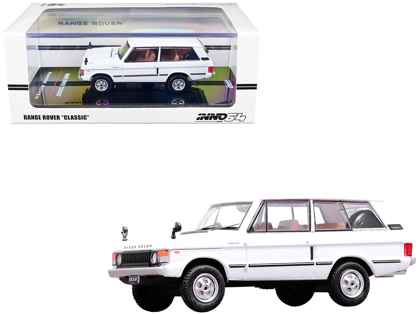 Land Rover Range Rover Classic RHD (Right Hand Drive) White 1/64 Diecast Model Car by Inno Models-DiecastModeler.com