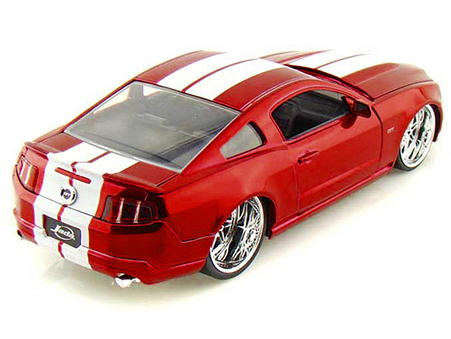 2010 Ford Mustang GT Red Metallic with White Stripes "Bigtime Muscle" Series 1/24 Diecast Model Car by Jada-DiecastModeler.com