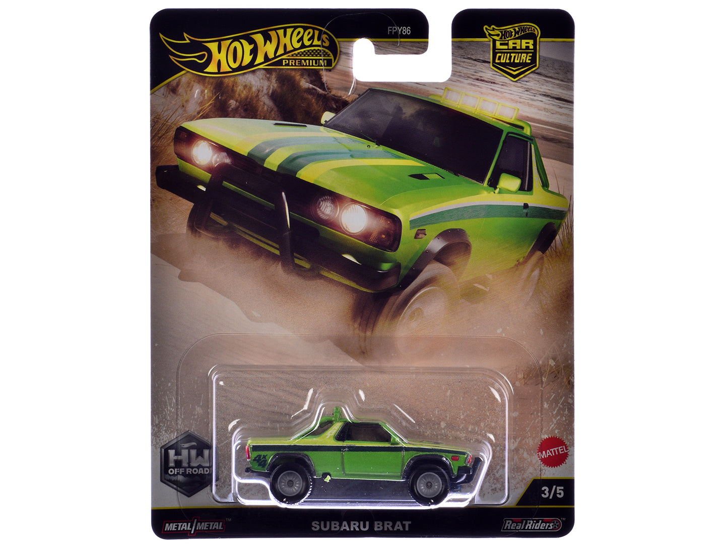 Subaru BRAT Utility Truck Green Metallic with Stripes "HW Off Road" Series Diecast Model Car by Hot Wheels-DiecastModeler.com