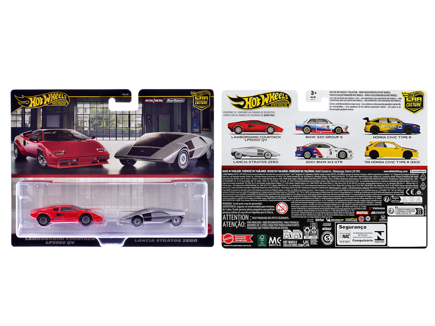 Lamborghini Countach LP5000 QV Red and Lancia Stratos Zero Gray Metallic "Car Culture" Set of 2 Cars Diecast Model Cars by Hot Wheels-DiecastModeler.com