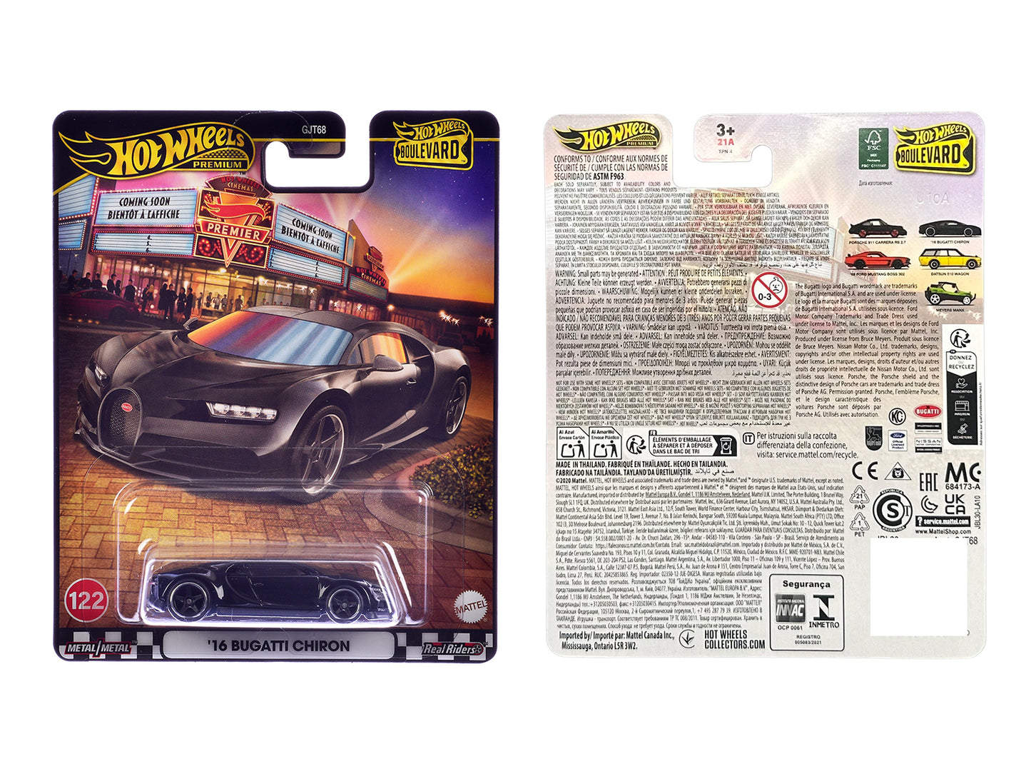 2016 Bugatti Chiron Black "Boulevard" Series Diecast Model Car by Hot Wheels-DiecastModeler.com