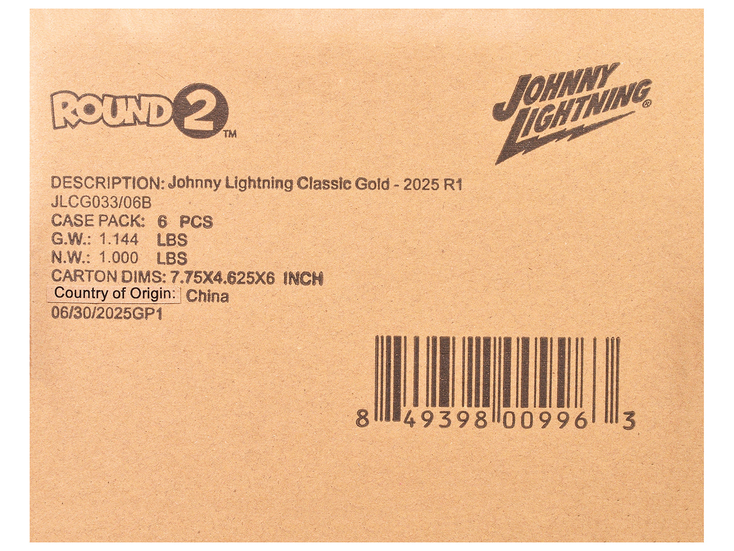 "Classic Gold Collection" 2025 Release 1 Set B of 6 Cars 1/64 Diecast Model Cars by Johnny Lightning