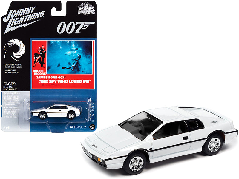 Lotus Esprit S1 White (James Bond 007) "The Spy Who Loved Me" (1977) Movie "Pop Culture" Series 1/64 Diecast Model Car by Johnny Lightning-DiecastModeler.com