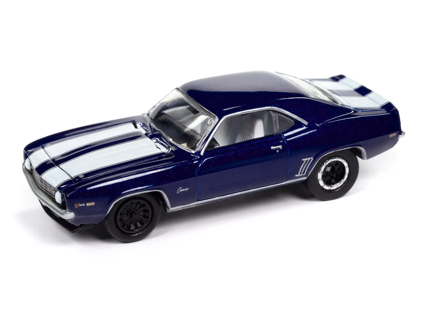 1969 Chevrolet Camaro Z28 Blue Metallic with White Stripes and Interior "Muscle Cars USA" Series 1/64 Diecast Model Car by Johnny Lightning-DiecastModeler.com