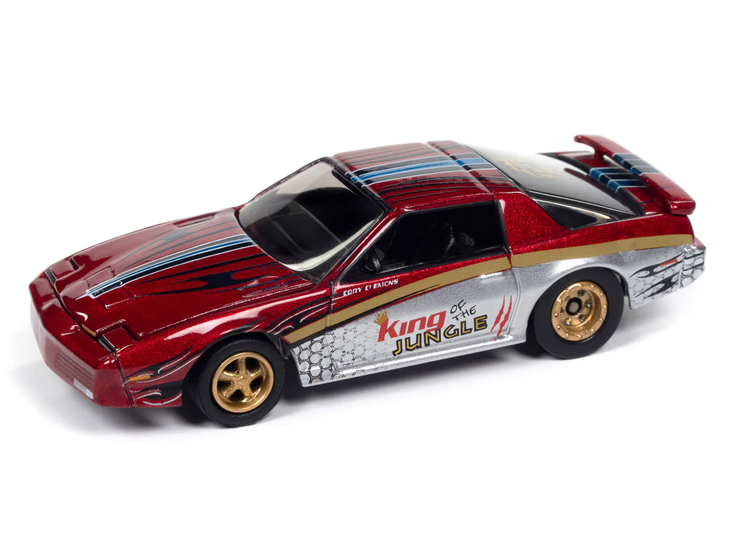 1987 Pontiac Firebird GTA "King of the Jungle" Red and Silver Metallic with Graphics "Muscle Cars USA" Series 1/64 Diecast Model Car by Johnny Lightning