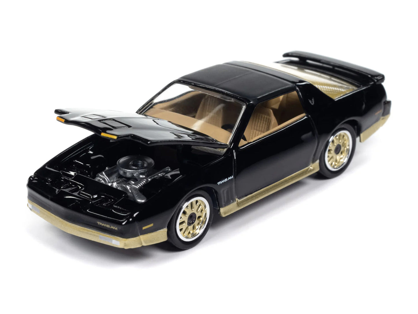1986 Pontiac Firebird T/A Black with Champagne Gold Accents "Muscle Cars USA" Series 1/64 Diecast Model Car by Johnny Lightning-DiecastModeler.com