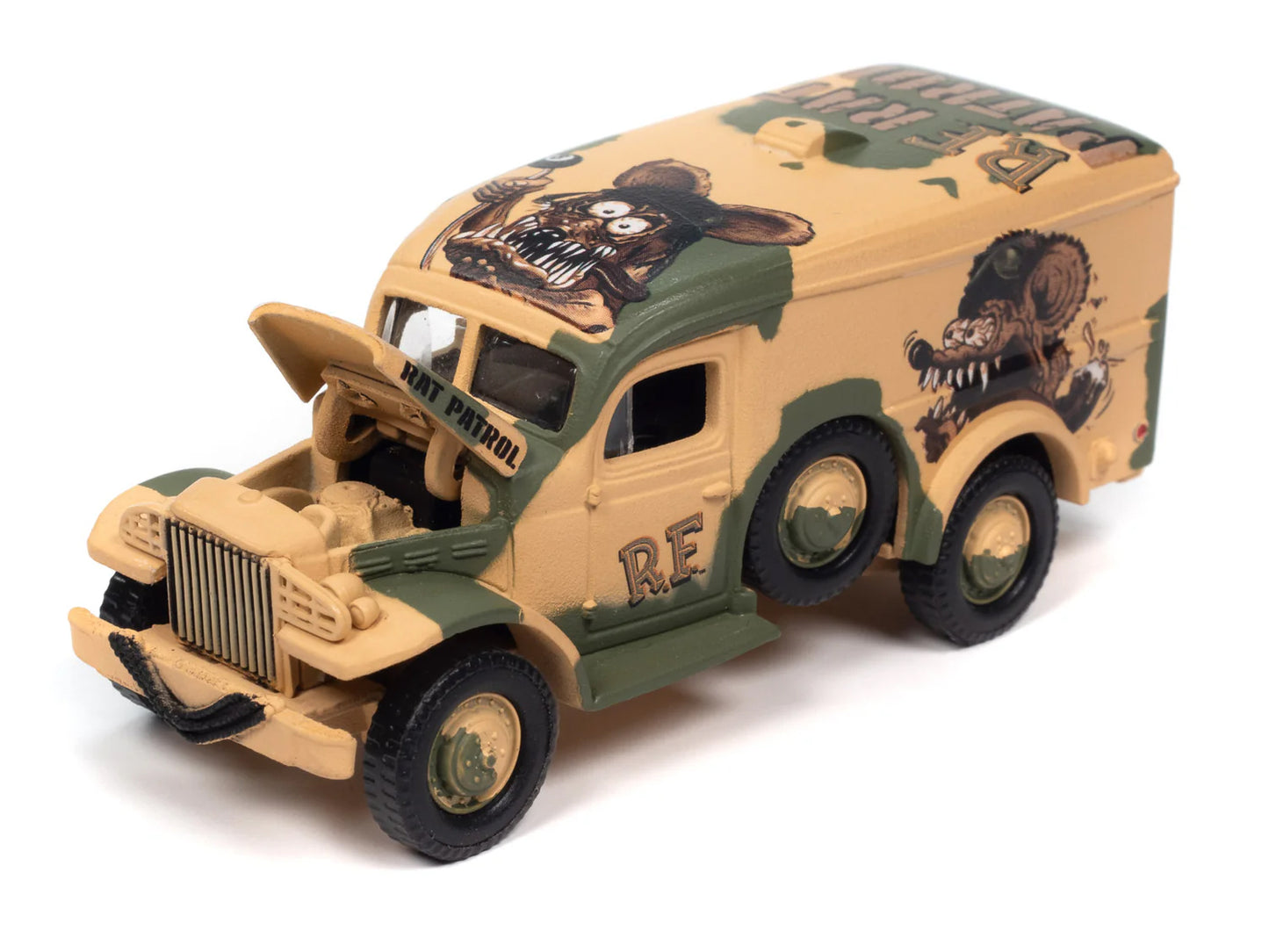 Dodge WC54 Ambulance Desert Camouflage "Rat Fink" "Pop Culture" 2024 Release 2 1/64 Diecast Model Car by Johnny Lightning-DiecastModeler.com